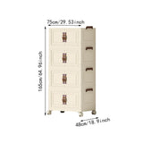 Maxbell Foldable Storage Cabinet Fashion Portable for Farmhouse Drawing Room Kitchen Beige 4 Layers 75 cm