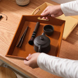 Maxbell Wooden Rectangular Serving Tray Wood Plate for Tea House Kitchen Dining Room Brown