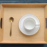 Maxbell Wooden Rectangular Serving Tray Wood Plate for Tea House Kitchen Dining Room Brown
