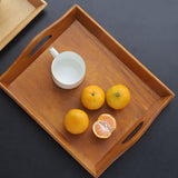 Maxbell Wooden Rectangular Serving Tray Wood Plate for Tea House Kitchen Dining Room Brown