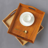 Maxbell Wooden Rectangular Serving Tray Wood Plate for Tea House Kitchen Dining Room Brown