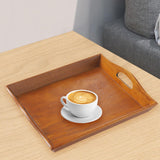Maxbell Wooden Rectangular Serving Tray Wood Plate for Tea House Kitchen Dining Room Brown