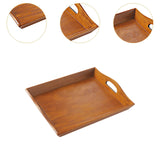 Maxbell Wooden Rectangular Serving Tray Wood Plate for Tea House Kitchen Dining Room Brown