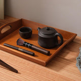 Maxbell Wooden Rectangular Serving Tray Wood Plate for Tea House Kitchen Dining Room Brown