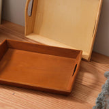 Maxbell Wooden Rectangular Serving Tray Wood Plate for Tea House Kitchen Dining Room Brown