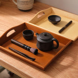 Maxbell Wooden Rectangular Serving Tray Wood Plate for Tea House Kitchen Dining Room Brown