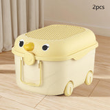 Maxbell Toy Storage Box Nursery Cute Organizer Bin with Handle for Puzzles Toys Book M Yellow 2PCS