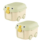 Maxbell Toy Storage Box Nursery Cute Organizer Bin with Handle for Puzzles Toys Book M Green 2PCS