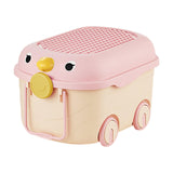 Maxbell Toy Storage Box Nursery Cute Organizer Bin with Handle for Puzzles Toys Book M Pink 1PC