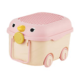 Maxbell Toy Storage Box Nursery Cute Organizer Bin with Handle for Puzzles Toys Book M Pink 1PC