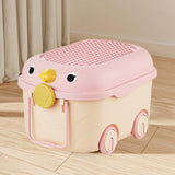 Maxbell Toy Storage Box Nursery Cute Organizer Bin with Handle for Puzzles Toys Book M Pink 1PC