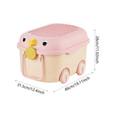 Maxbell Toy Storage Box Nursery Cute Organizer Bin with Handle for Puzzles Toys Book M Pink 1PC