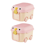 Maxbell Toy Storage Box Nursery Cute Organizer Bin with Handle for Puzzles Toys Book M Pink 2PCS