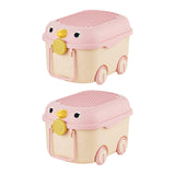 Maxbell Toy Storage Box Nursery Cute Organizer Bin with Handle for Puzzles Toys Book M Pink 2PCS