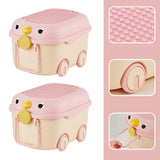 Maxbell Toy Storage Box Nursery Cute Organizer Bin with Handle for Puzzles Toys Book M Pink 2PCS