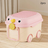 Maxbell Toy Storage Box Nursery Cute Organizer Bin with Handle for Puzzles Toys Book M Pink 2PCS