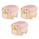 Maxbell Toy Storage Box Nursery Cute Organizer Bin with Handle for Puzzles Toys Book XL Pink 3PCS