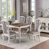 Maxbell Antique White Set of 2 Dining Chairs Grey Upholstered Tufted unique Design