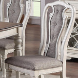 Maxbell Antique White Set of 2 Dining Chairs Grey Upholstered Tufted unique Design