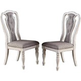 Maxbell Antique White Set of 2 Dining Chairs Grey Upholstered Tufted unique Design