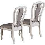 Maxbell Antique White Set of 2 Dining Chairs Grey Upholstered Tufted unique Design