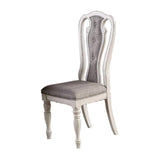 Maxbell Antique White Set of 2 Dining Chairs Grey Upholstered Tufted unique Design