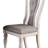 Maxbell Antique White Set of 2 Dining Chairs Grey Upholstered Tufted unique Design