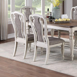 Maxbell Antique White Set of 2 Dining Chairs Grey Upholstered Tufted unique Design