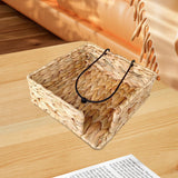 Maxbell Water Hyacinth Napkin Holder Tissue Paper Holder for Kitchen Desk Countertop 19cmx19cmx7cm