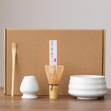 Maxbell Matcha Tea Set Gift for Tea Lovers Handcrafted Bamboo Matcha Whisk and Stand White