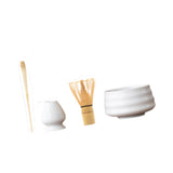 Maxbell Matcha Tea Set Gift for Tea Lovers Handcrafted Bamboo Matcha Whisk and Stand White