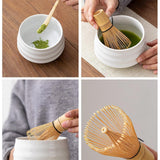 Maxbell Matcha Tea Set Gift for Tea Lovers Handcrafted Bamboo Matcha Whisk and Stand White