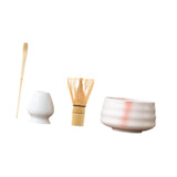Maxbell Matcha Tea Set Gift for Tea Lovers Handcrafted Bamboo Matcha Whisk and Stand White Pink