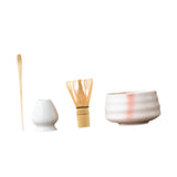 Maxbell Matcha Tea Set Gift for Tea Lovers Handcrafted Bamboo Matcha Whisk and Stand White Pink
