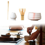 Maxbell Matcha Tea Set Gift for Tea Lovers Handcrafted Bamboo Matcha Whisk and Stand White Pink