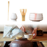 Maxbell Matcha Tea Set Gift for Tea Lovers Handcrafted Bamboo Matcha Whisk and Stand White Pink