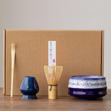 Maxbell Matcha Tea Set Gift for Tea Lovers Handcrafted Bamboo Matcha Whisk and Stand Blue Violet