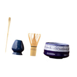 Maxbell Matcha Tea Set Gift for Tea Lovers Handcrafted Bamboo Matcha Whisk and Stand Blue Violet