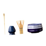 Maxbell Matcha Tea Set Gift for Tea Lovers Handcrafted Bamboo Matcha Whisk and Stand Blue Violet