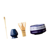 Maxbell Matcha Tea Set Gift for Tea Lovers Handcrafted Bamboo Matcha Whisk and Stand Blue Violet