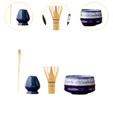 Maxbell Matcha Tea Set Gift for Tea Lovers Handcrafted Bamboo Matcha Whisk and Stand Blue Violet