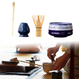 Maxbell Matcha Tea Set Gift for Tea Lovers Handcrafted Bamboo Matcha Whisk and Stand Blue Violet