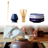 Maxbell Matcha Tea Set Gift for Tea Lovers Handcrafted Bamboo Matcha Whisk and Stand Blue Violet