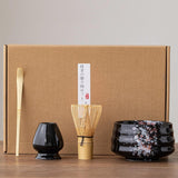 Maxbell Matcha Tea Set Gift for Tea Lovers Handcrafted Bamboo Matcha Whisk and Stand Black Colorful