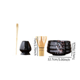 Maxbell Matcha Tea Set Gift for Tea Lovers Handcrafted Bamboo Matcha Whisk and Stand Black Colorful