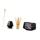 Maxbell Matcha Tea Set Gift for Tea Lovers Handcrafted Bamboo Matcha Whisk and Stand Black Colorful