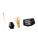 Maxbell Matcha Tea Set Gift for Tea Lovers Handcrafted Bamboo Matcha Whisk and Stand Black Colorful