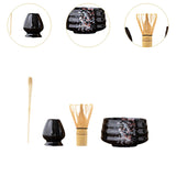 Maxbell Matcha Tea Set Gift for Tea Lovers Handcrafted Bamboo Matcha Whisk and Stand Black Colorful