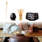Maxbell Matcha Tea Set Gift for Tea Lovers Handcrafted Bamboo Matcha Whisk and Stand Black Colorful