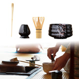 Maxbell Matcha Tea Set Gift for Tea Lovers Handcrafted Bamboo Matcha Whisk and Stand Black Colorful